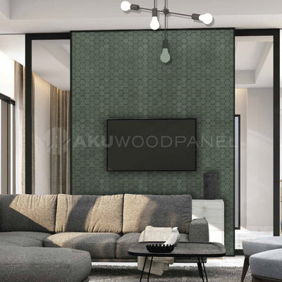 Decoratief houten wandpaneel Snowdrop - Cadet Blue Amerikaans notenhout 60x60 cm