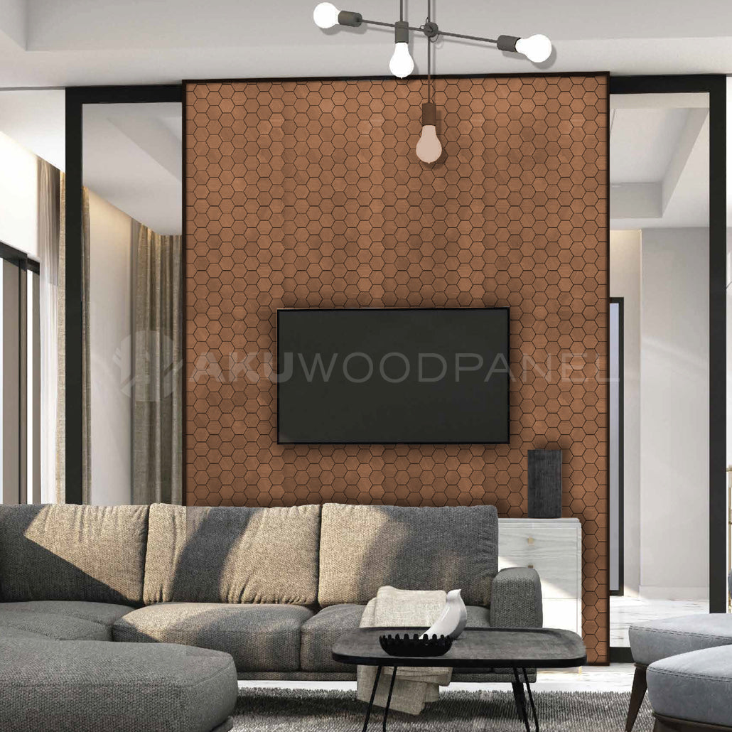 Decoratief houten wandpaneel Snowdrop - Smoked Brown Amerikaans notenhout 60x60 cm