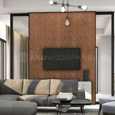 Decoratief houten wandpaneel Snowdrop - Smoked Brown Amerikaans notenhout 60x60 cm