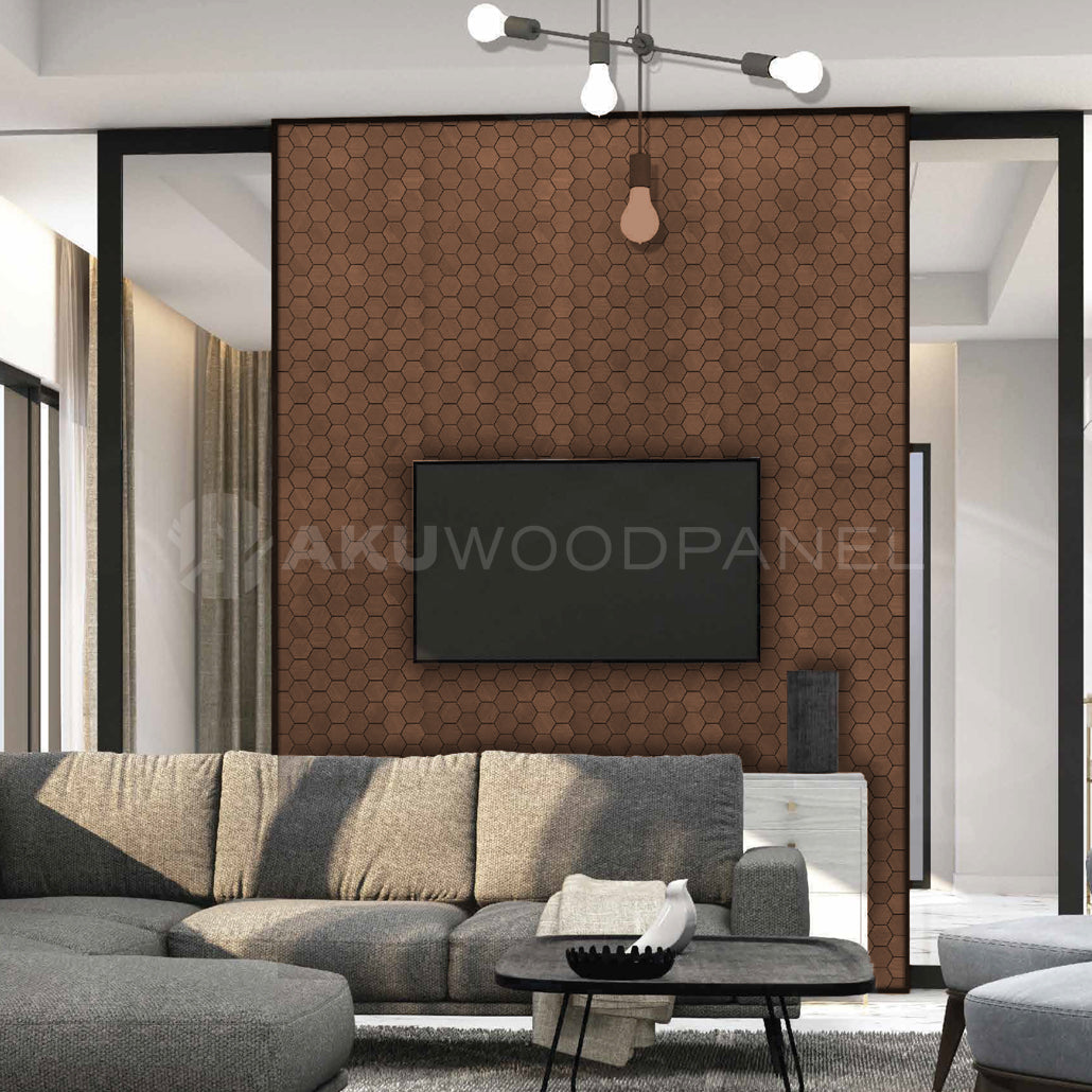 Decoratief houten wandpaneel Snowdrop - Rose Black Amerikaans notenhout 60x60 cm