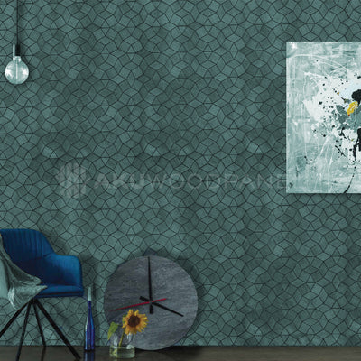 Decoratief houten wandpaneel Gardenia - Cadet Blue Amerikaans notenhout 60x60 cm