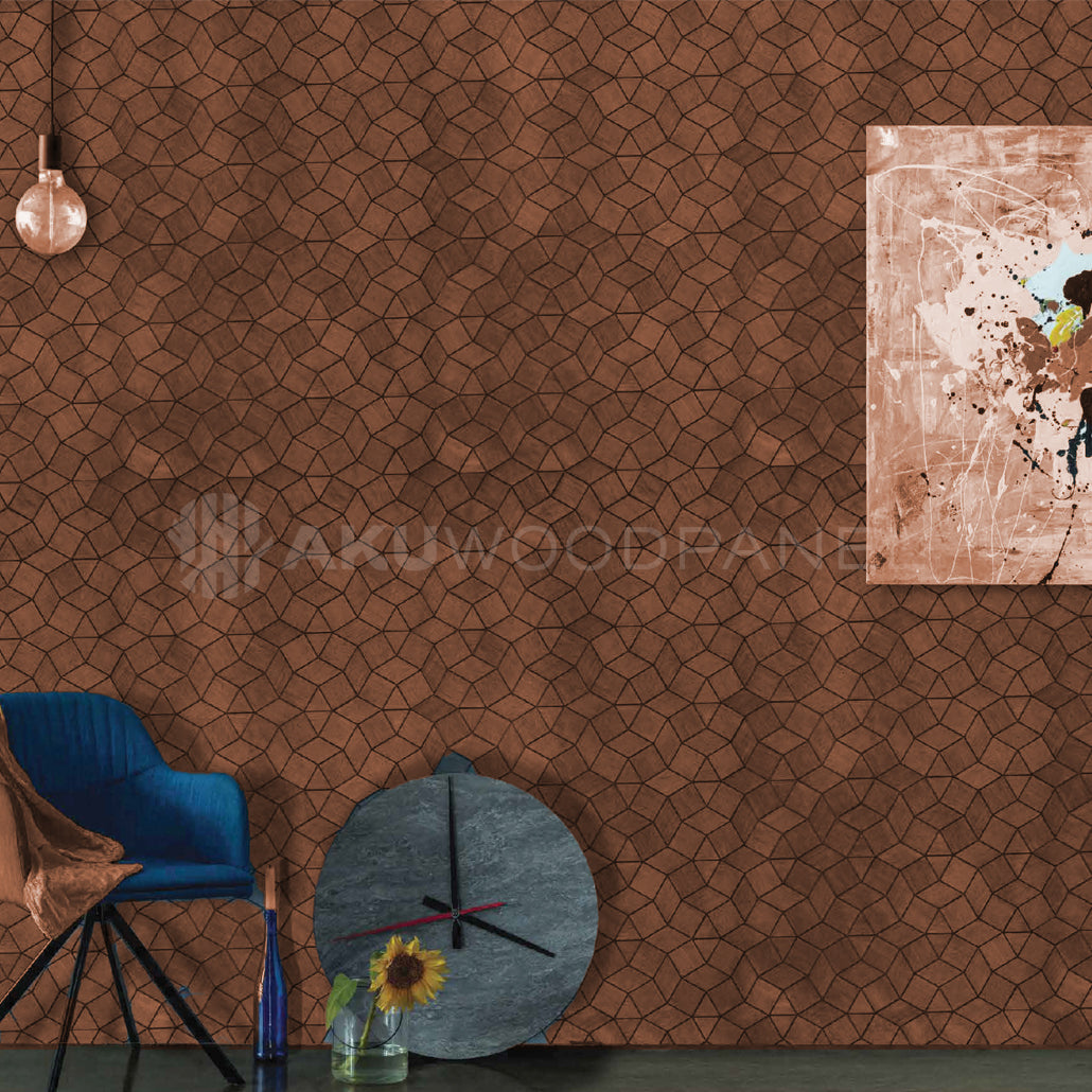 Decoratief houten wandpaneel Gardenia - Smoked Brown Amerikaans notenhout 60x60 cm