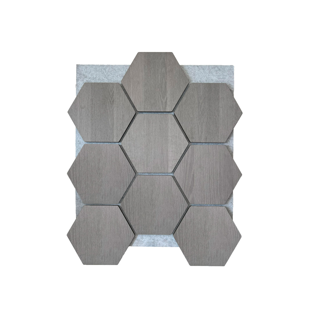 Sample hexagon wandpaneel grijs walnoot met grijs vilt