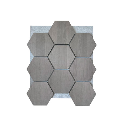 Sample hexagon wandpaneel grijs walnoot met grijs vilt