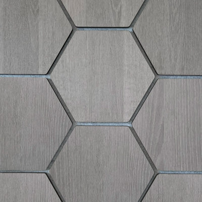 Sample hexagon wandpaneel grijs walnoot met grijs vilt 4
