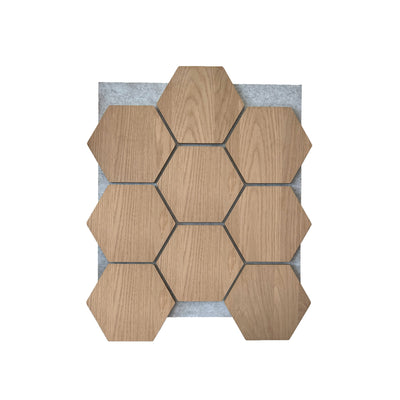 Sample hexagon wandpaneel naturel eiken met grijs vilt