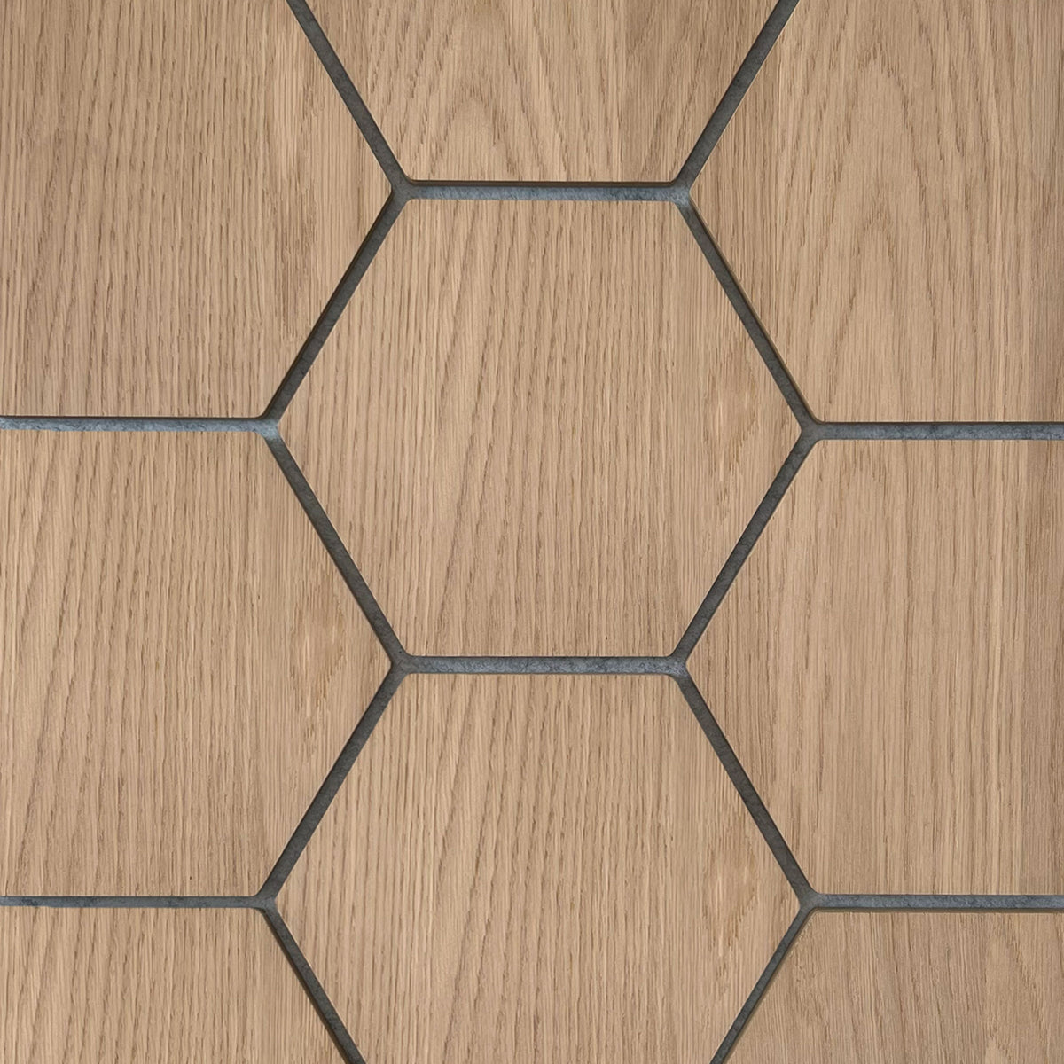 Sample hexagon wandpaneel naturel eiken met grijs vilt 4