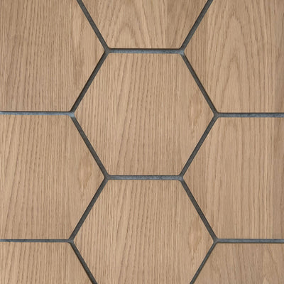 Sample hexagon wandpaneel naturel eiken met grijs vilt 4