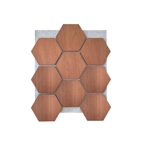 Hexagon Panel Gerookt Eiken met Grijs Vilt 81CM | Akoestisch | Wanddecor | Zeshoekig