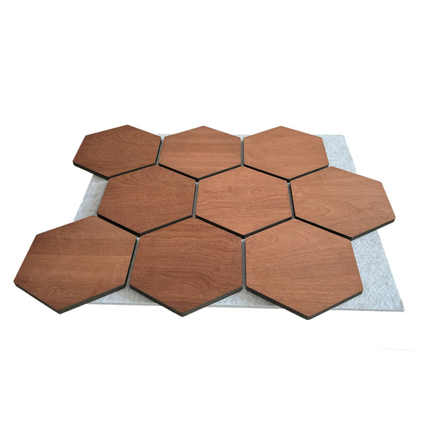 Hexagon Panel Gerookt Eiken met Grijs Vilt 81CM | Akoestisch | Wanddecor | Zeshoekig