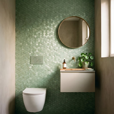 Mini Hexagon 3D Pastelgroen - wc sfeerfoto
