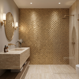 Steenstrip 3D Goud - badkamer sfeerfoto