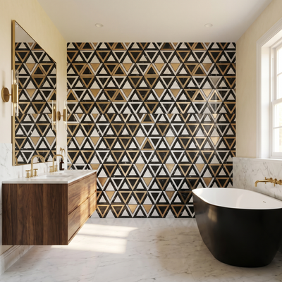 Driehoek Zwart Wit-Goud - badkamer sfeerfoto