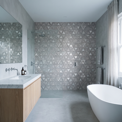 Driehoek Grijs Zilver - badkamer sfeerfoto