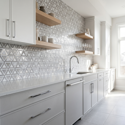 Driehoek Grijs Wit-Zilver - keuken sfeerfoto