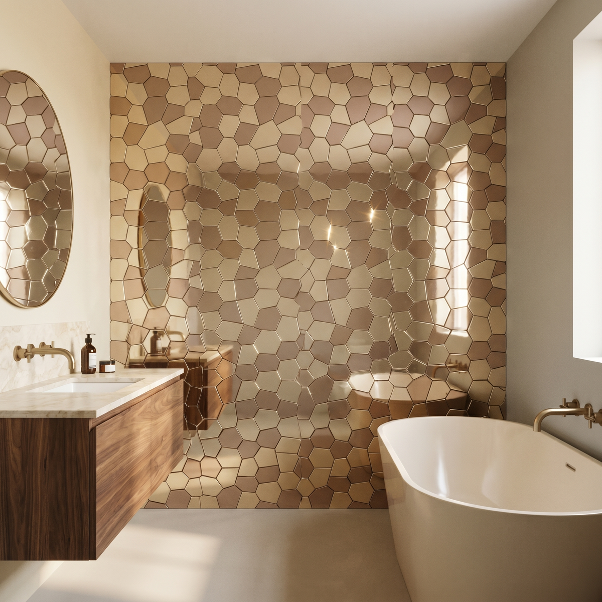 Polygoon Goud - badkamer sfeerbeeld