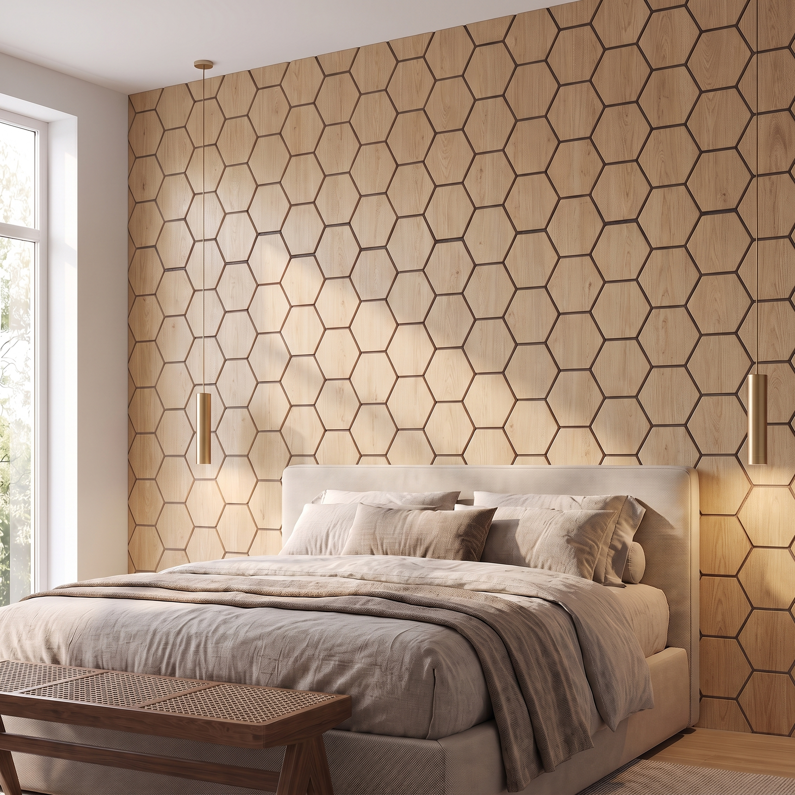 Hexagon AkuPanel Naturel Eiken 81cm | Akoestisch – AKU Woodpanel NL