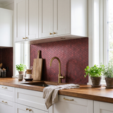 Hexagon mozaiek bordeaux keuken backsplash
