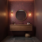 Hexagon mozaiek bordeaux toilet