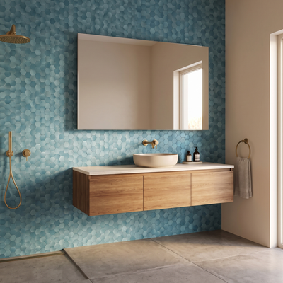 Hexagon mozaiek blauw badkamer