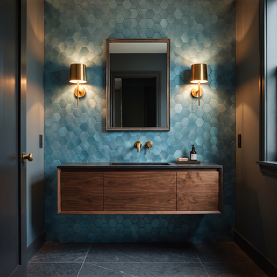 Hexagon mozaiek blauw toilet