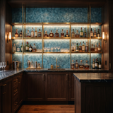 Hexagon mozaiek blauw bar