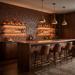 Lobelia Rust Copper wandpaneel als bar-achterwand