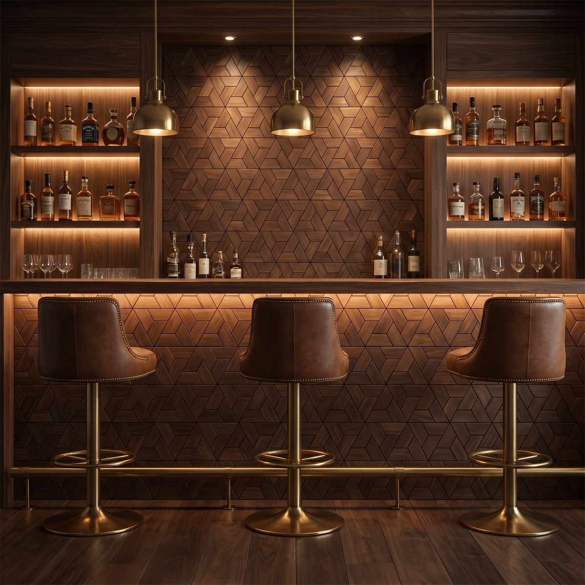 Aster Brown wandpaneel als bar-achterwand