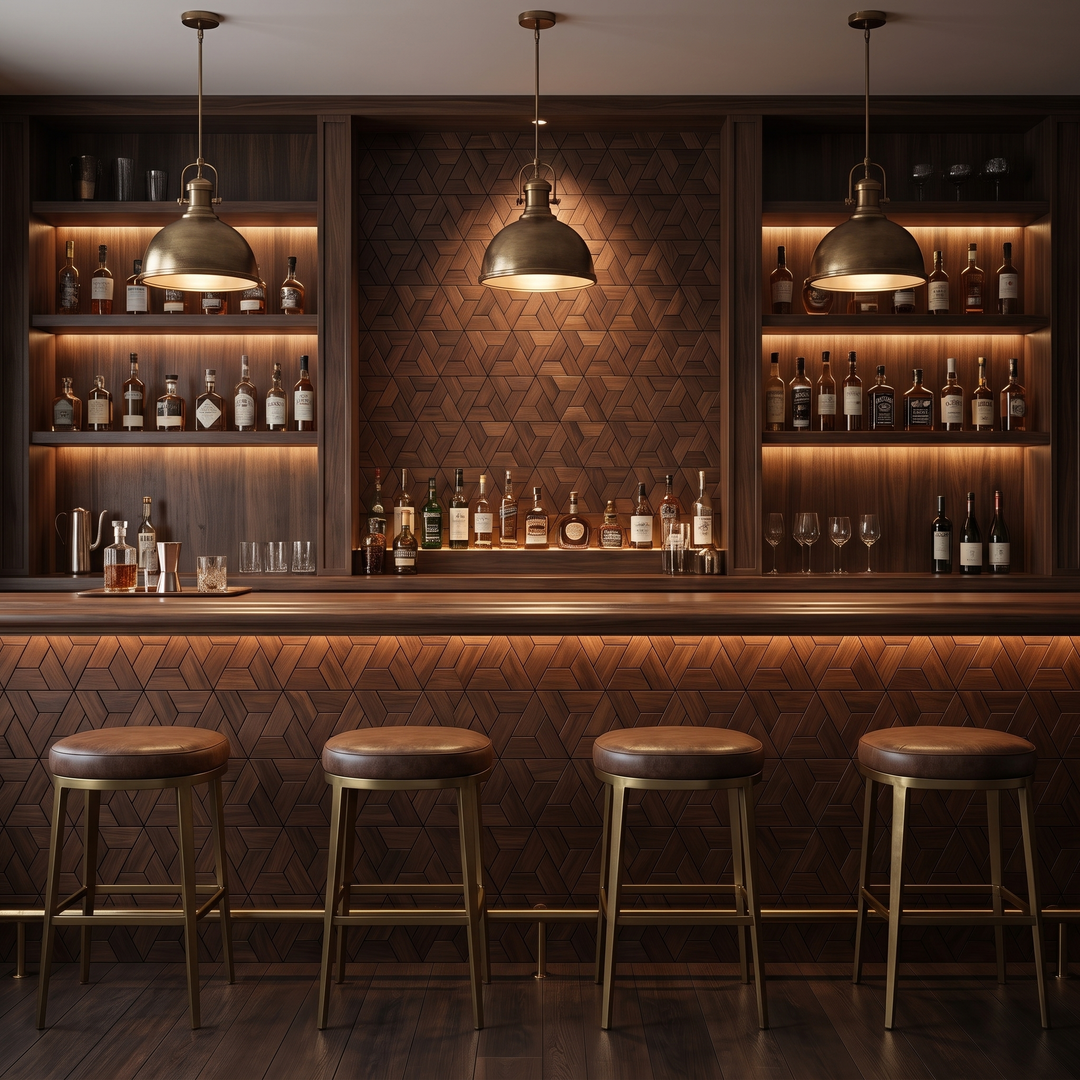 Aster Smoked Brown wandpaneel als bar-achterwand