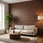 Aster Brown decoratief houten wandpaneel in moderne woonkamer