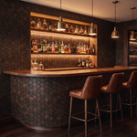 Snowdrop Rose Black houten hexagon wandpaneel als bar-achterwand