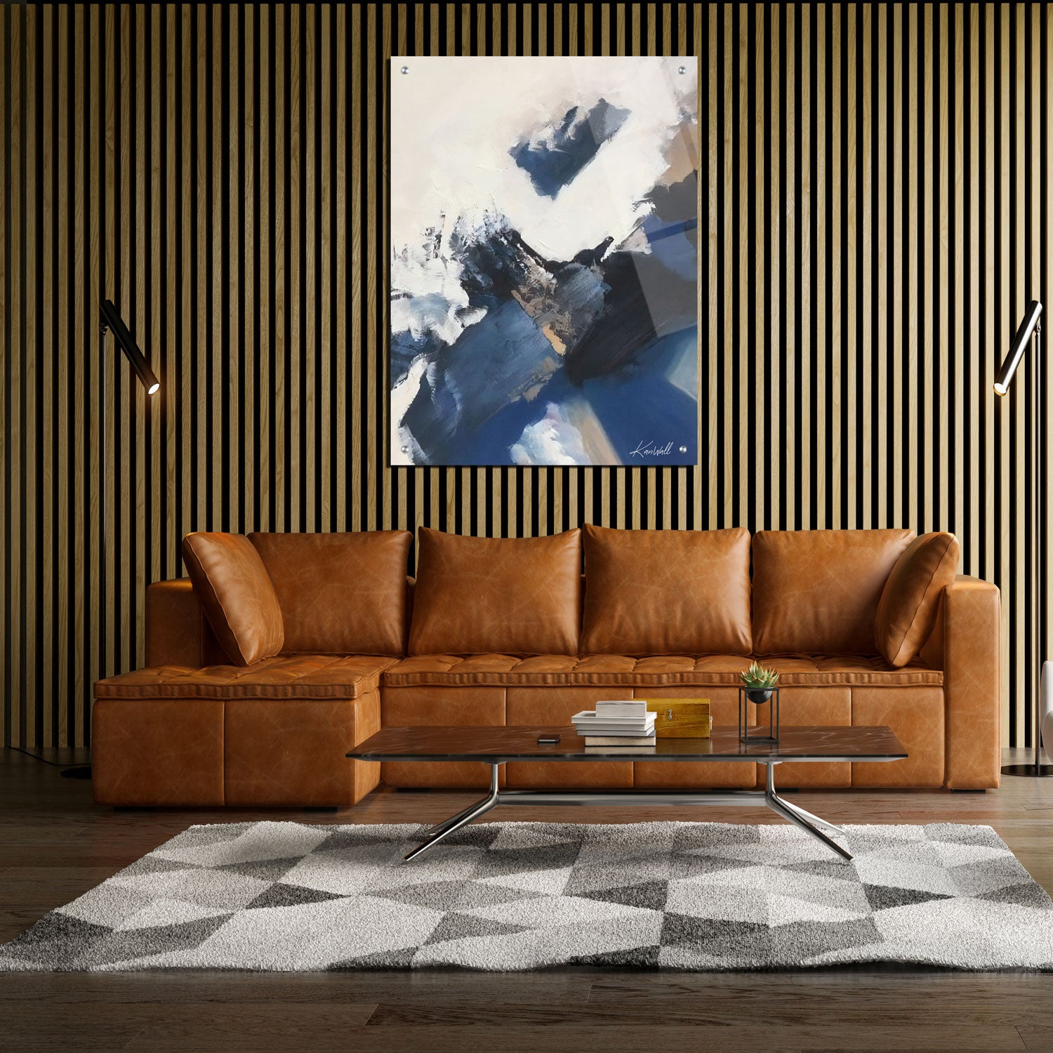 Canvas | Plexiglas Schilderij - Abstract Blue