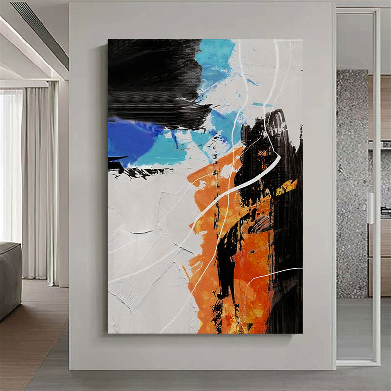 Canvas | Plexiglas Schilderij - Abstract Orange Black