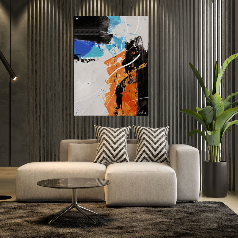 Canvas | Plexiglas Schilderij - Abstract Orange Black