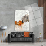 Canvas | Plexiglas Schilderij - Abstract White Orange